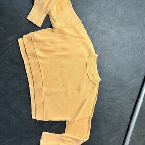 Mustard Yellow Knit Crewneck Sweater Pink Rose midi size medium